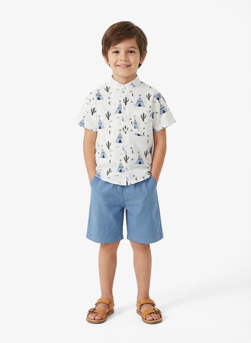 Pinata Tropical Print Cotton Shirt and Shorts Set - Image 1