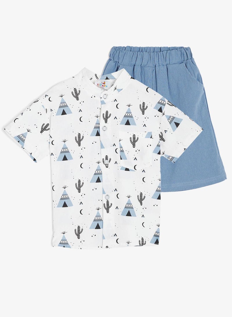 Pinata Tropical Print Cotton Shirt and Shorts Set - Image 2