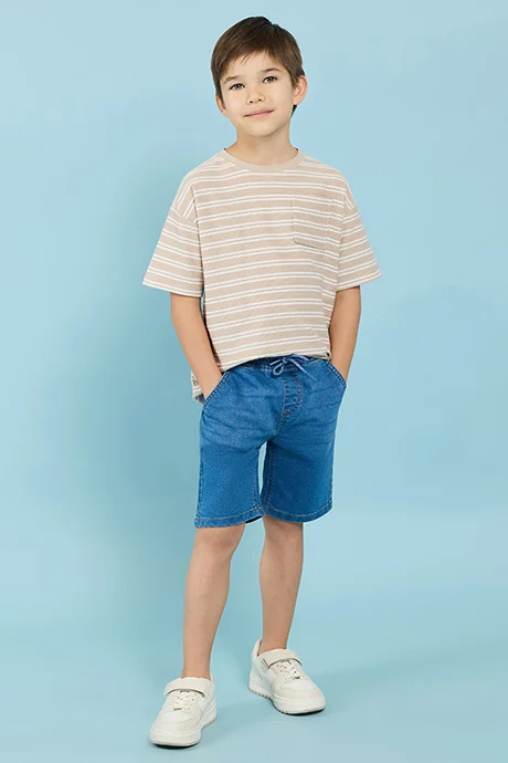 أر أند بي Washed Denim Shorts With Drawstring Waist