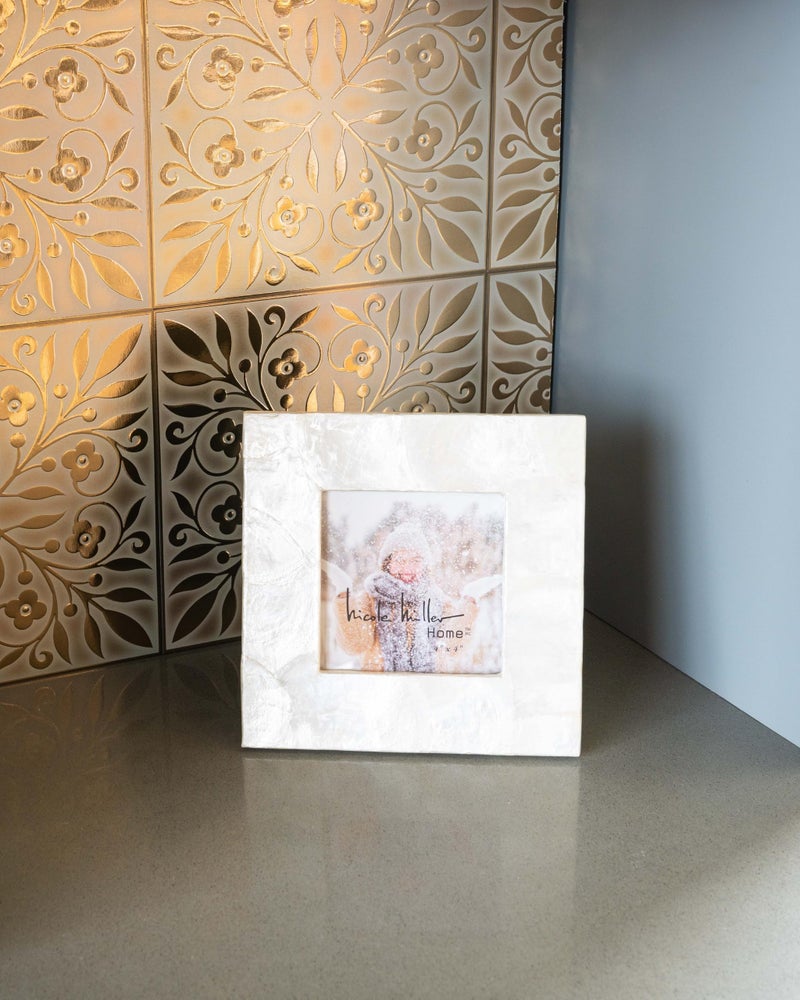 Main Street 24-Pack of 8 x 8" Wallpaper Tiles Peel and Sitck in White and Gold Leaves Design for Kitchen Backsplash, Renter Friendly, Paper Wall Tiles for Your Home and DIY Projects - Image 3