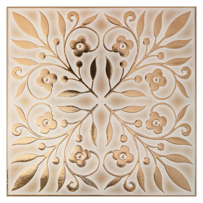 Main Street 24-Pack of 8 x 8" Wallpaper Tiles Peel and Sitck in White and Gold Leaves Design for Kitchen Backsplash, Renter Friendly, Paper Wall Tiles for Your Home and DIY Projects - Image 1