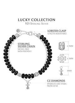 AWNL Women's Double Chain Bracelet with Black Spinel, Four-Leaf Clover and Owl Motifs Natural Gemstones Gift for Women  - Image 5