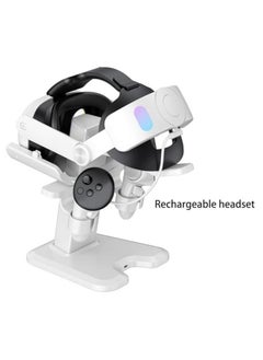 Generic For Meta Quest 3 Headset Charging Dock VR Display Stand Accessories Compatible With Meta Quest 3 VR Headset And Touch Controllers Station Holder Base With LED Light White  - Image 2