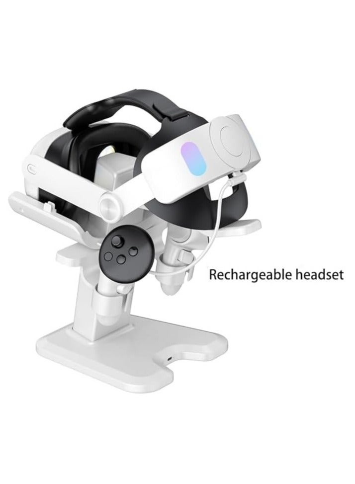 قاعدة شحن سماعة Meta Quest 3 حامل عرض VR ملحقات متوافقة مع سماعة Meta Quest 3 VR ووحدات التحكم اللمسية قاعدة حامل المحطة مع ضوء LED أبيض - Image 2