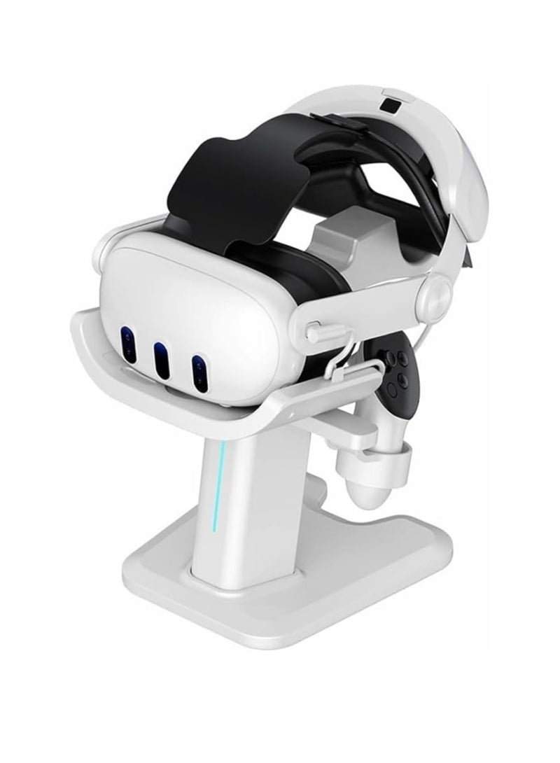 قاعدة شحن سماعة Meta Quest 3 حامل عرض VR ملحقات متوافقة مع سماعة Meta Quest 3 VR ووحدات التحكم اللمسية قاعدة حامل المحطة مع ضوء LED أبيض - Image 1
