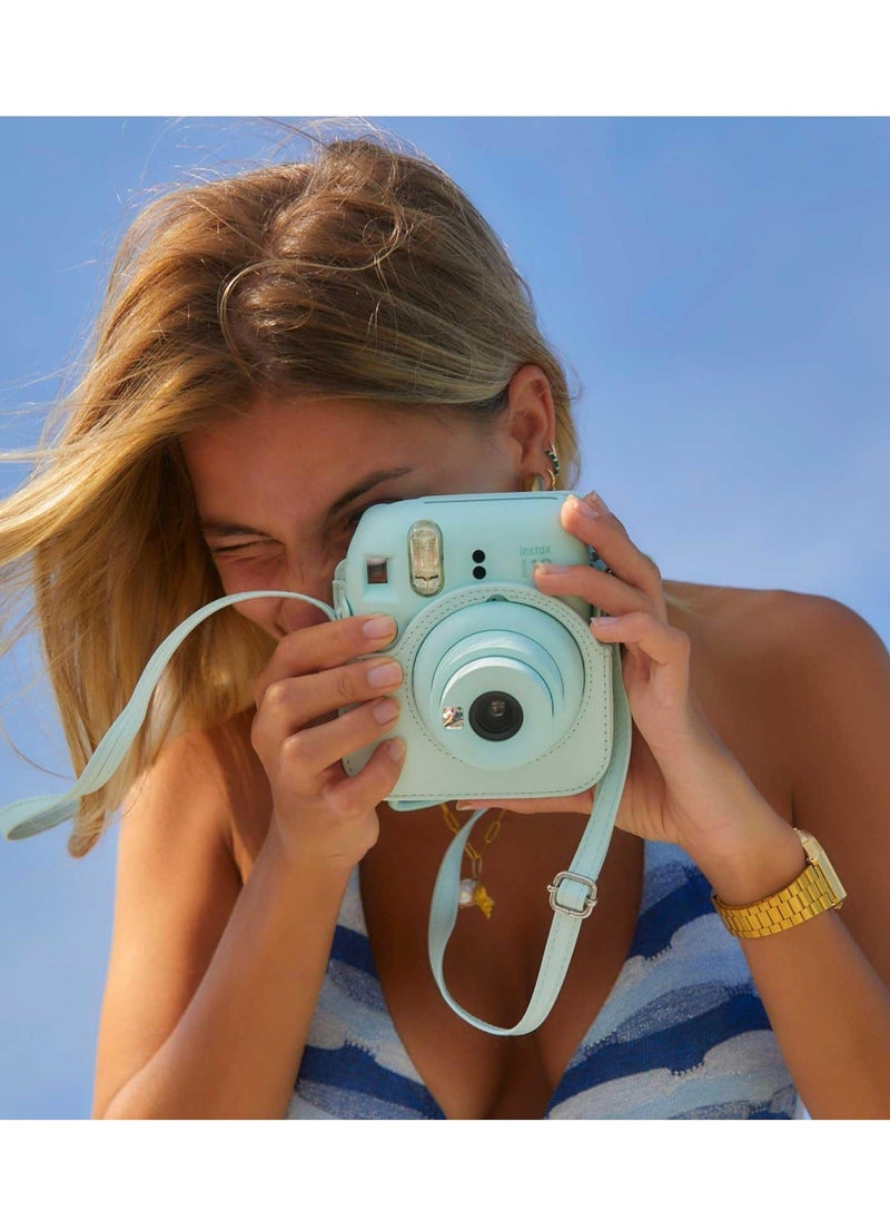 Generic Case for Fujifilm Instax Mini 12 Camera Protective PU Leather Bag Cover with Adjustable Shoulder Strap and Mini Photo Album 64 Pockets (Mint Green)  - Image 2