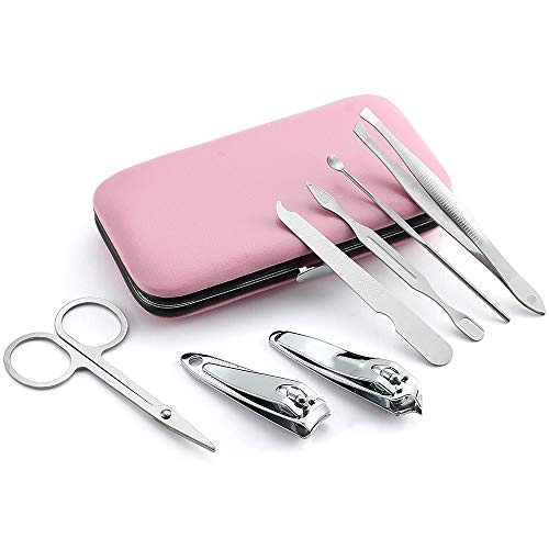 YWQ 3 Pack 7Pcs Manicure Set,Cute and Surprisingly Sturdy Stainless Steel Nail Clipper Set with case, Great Gifts Personal Pedicure Kit for Women Men Girls Travel, Pink Blue Green - Image 3