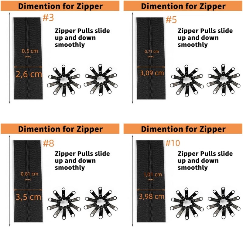10 Yards 360 Inches Bulk Zippers,9 Meters #10 Zipper for Sewing,Black Nylon Coil Zippers by The Yards with 20pcs Replacement Sewn Zippers for DIY Sewing Craft,Bags,Clothes,purses etc.(Black) - Image 2
