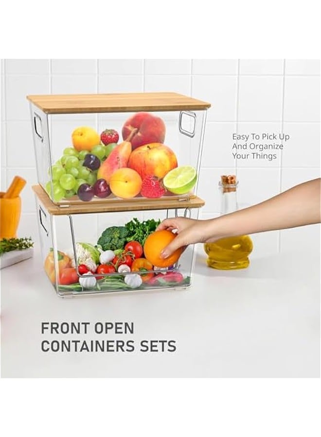 بيوينتي ماسرو مجموعة من 2 منظم تخزين تخزين قابل للتكديس لتنظيم الغسيل للمطبخ للبصل والبطاطس والفواكه والمنتجات والخضروات شفافة - Image 2