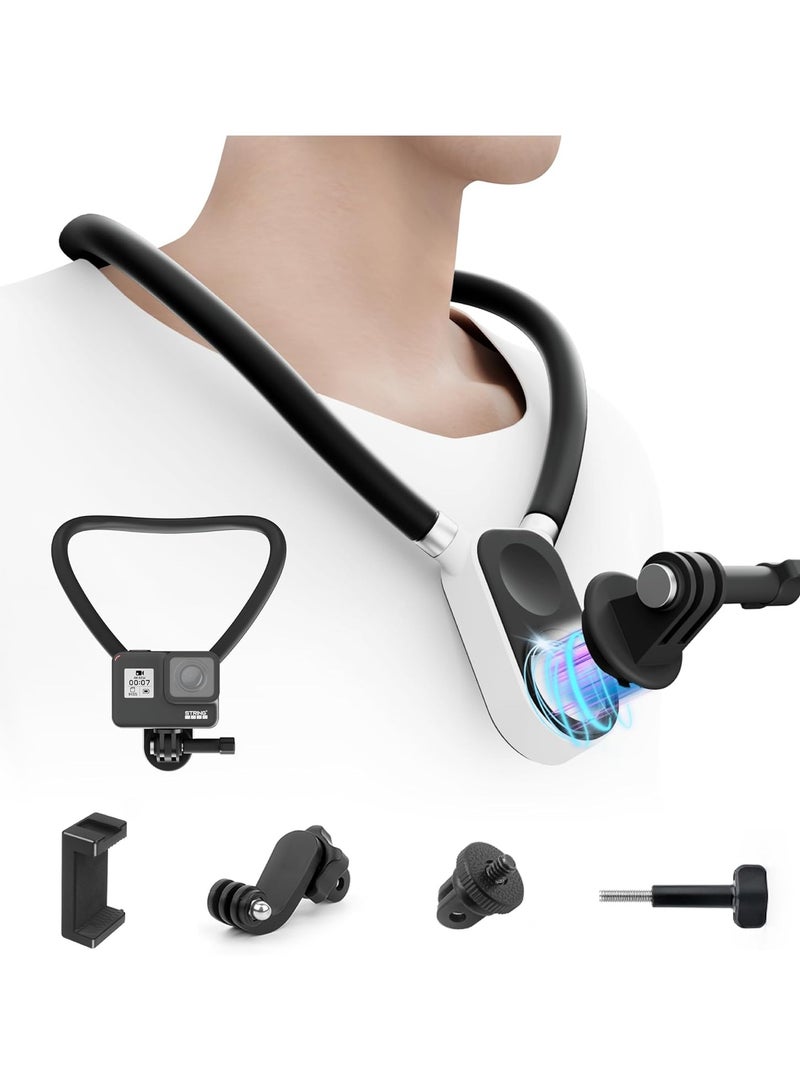 general Magnetic Neck Mount for Action Cameras, POV Selfie Neck Strap with Phone Clip, Compatible with GoPro, Insta360, DJI—Perfect for vlogging and video recording - Image 1