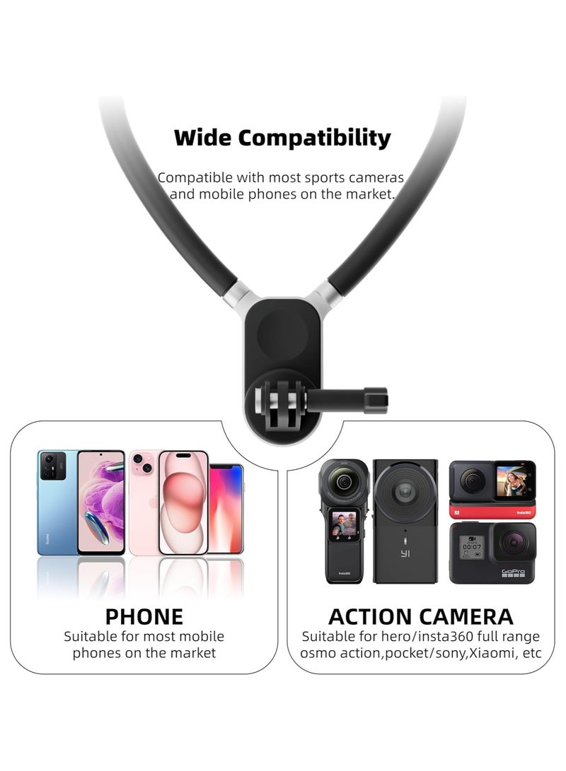 general Magnetic Neck Mount for Action Cameras, POV Selfie Neck Strap with Phone Clip, Compatible with GoPro, Insta360, DJI—Perfect for vlogging and video recording - Image 5