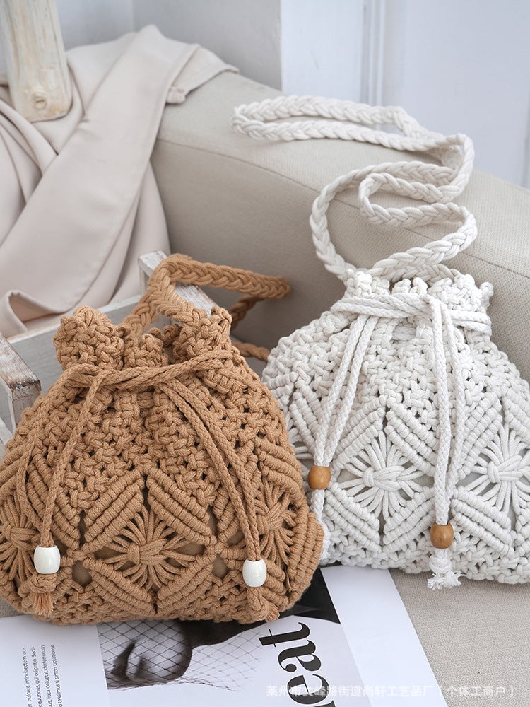 2025 Winter New Cotton Rope Bucket Bag Urban Minimalist Medium Crossbody Bag Niche Internet Celebrity New Lucky Bag - Image 2