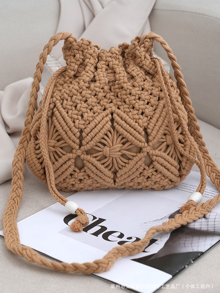 2025 Winter New Cotton Rope Bucket Bag Urban Minimalist Medium Crossbody Bag Niche Internet Celebrity New Lucky Bag - Image 4