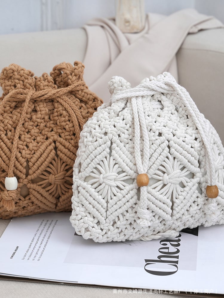2025 Winter New Cotton Rope Bucket Bag Urban Minimalist Medium Crossbody Bag Niche Internet Celebrity New Lucky Bag - Image 3