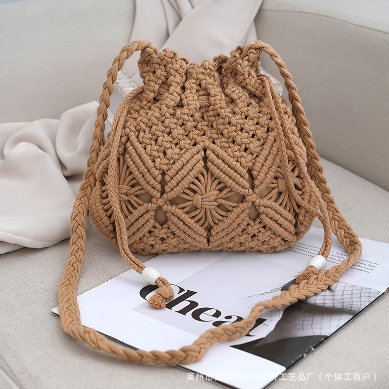 2025 Winter New Cotton Rope Bucket Bag Urban Minimalist Medium Crossbody Bag Niche Internet Celebrity New Lucky Bag - Image 1
