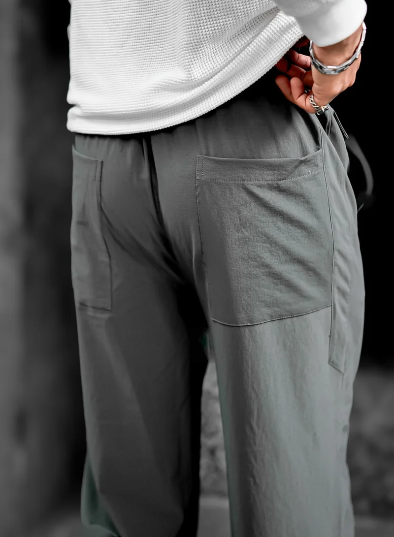 Maniac Maniac Mens Solid Grey Nylon Terry fabric Parallel fit Trackpant