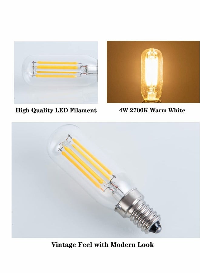 E14 LED Bulb 4W, Equivalent to 40W Candelabra Warm White 2700K T6 Clear Vintage Edison Base for Chandeliers, Ceiling Fans, and Pendants, Pack of 4 - Image 5