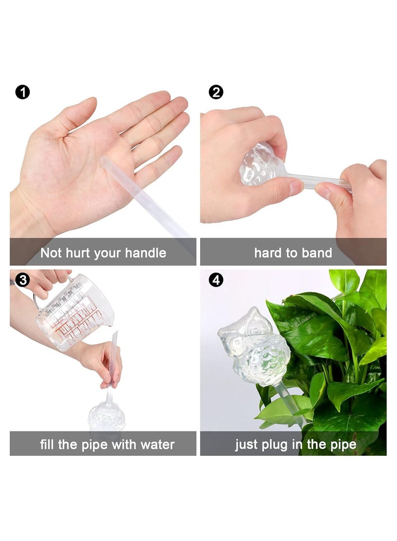 SYOSI Plant Watering Globes, 3Pcs Transparent Owl Shape Plant Watering Globes, Self Watering Planter Insert Automatic Plant Watering Device Clear Plant Waterer for Indoor/Outdoor - Image 5