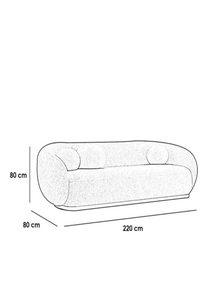 House One 3 Seater | Bouclee And Swedish Wood Sofa 80x80x220 cm - White - Image 2