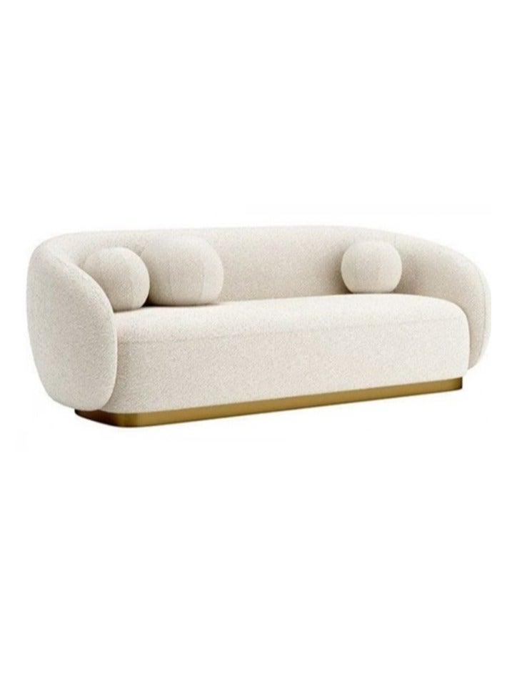 House One 3 Seater | Bouclee And Swedish Wood Sofa 80x80x220 cm - White - Image 3