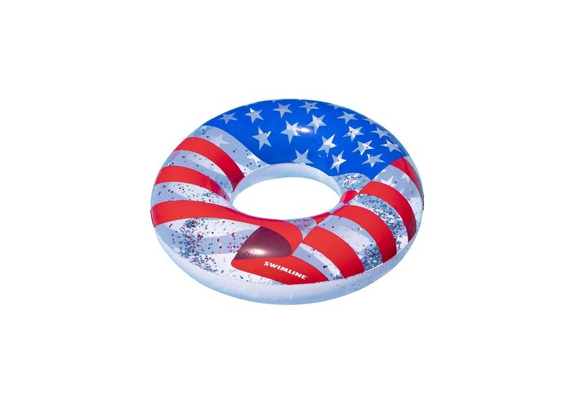 Swimline Americana USA Glitter Pool Ring Inflatable Lounge Float with Fun Design for Adults Teens Durable Vinyl Ring for Pool Lake or Beach Easy to Inflate and Store - Image 2