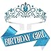 Velscrun Blue Birthday Tiara and Sash with Rhinestone Queen Crown for Women in Bulk - Image 3