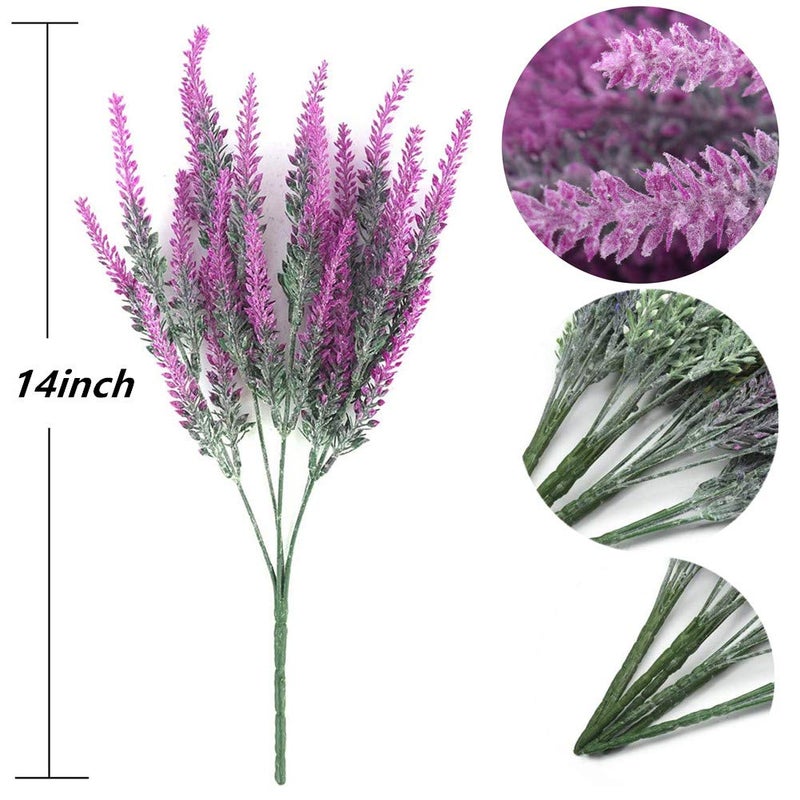 ZWYOQI 8 Bundles Artificial Flowers Fake Lavender Plant Artificial Lavender Bouquet Faux Flocked Plastic Flowers Wedding Bridle Bouquet Indoor Outdoor Home Kitchen Office D?cor (Fuchsia Lavender/8pcs) - Image 2