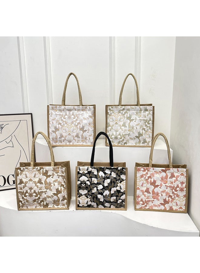 Linen Bag Women's Handbag 2025 Spring Large Capacity Handbag Korean Commuter Tote Bag-Color:Pink-Size:35*15*30cm - Image 3