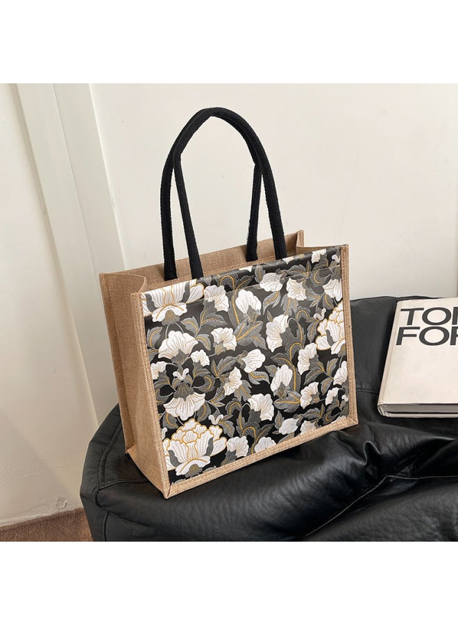 Linen Bag Women's Handbag 2025 Spring Large Capacity Handbag Korean Commuter Tote Bag-Color:Pink-Size:35*15*30cm - Image 2
