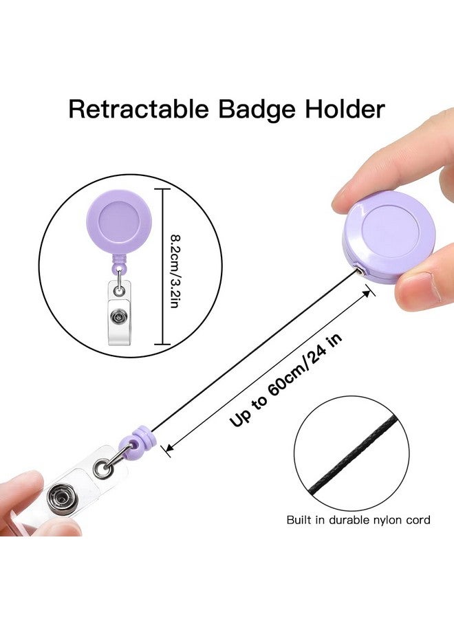 Soleebee 1 Pack Nurse Badge Reel, 24'' Retractable Badge Holder With 360° Swivel Alligator Clip Solid Color Id Badge Holder For Nurse Doctor Teachers Students Badge Reel (Purple) - Image 2