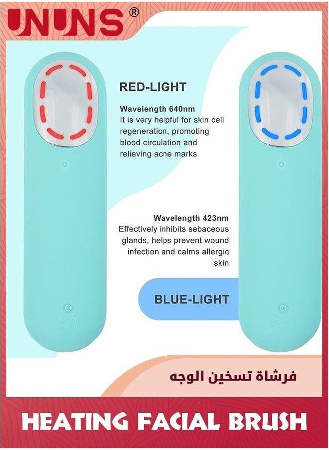 UNUNS Sonic Facial Cleansing Brush,Power Face Scrubber With 5 Speed Modes,Waterproof 3 in 1 Anion Import 45℃ Heating Massage,USB Rechargeable Silicone Brush,Blue  - Image 4