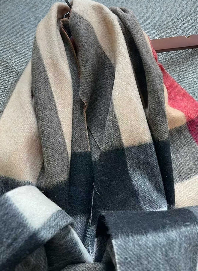 Aknzlmed Artificial Cashmere Scarf, Multicolor Check Design (Beige, Black, Red) – Warm & Stylish for Spring, Autumn & Winter - Image 2