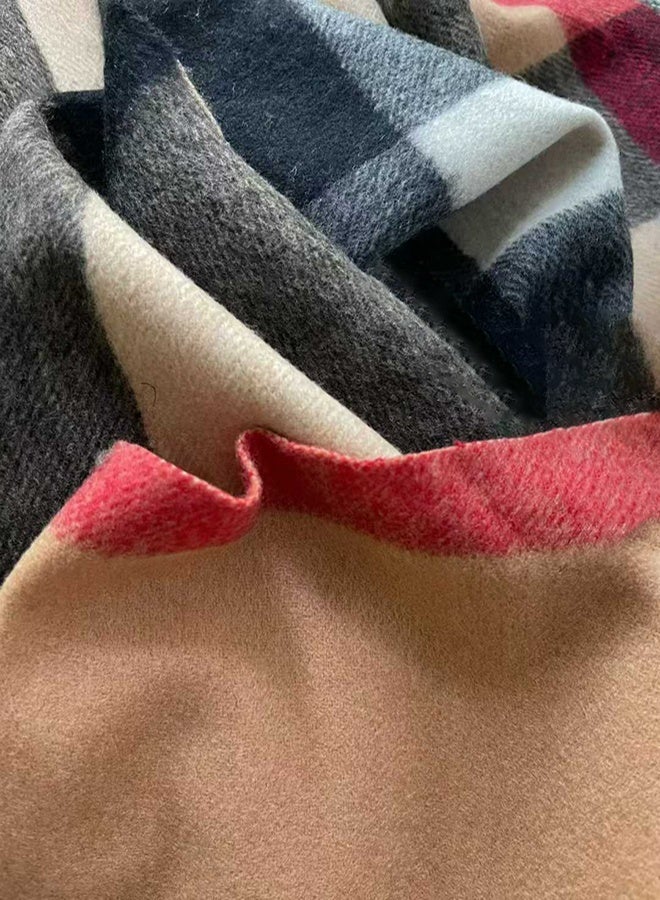 Aknzlmed Artificial Cashmere Scarf, Multicolor Check Design (Beige, Black, Red) – Warm & Stylish for Spring, Autumn & Winter - Image 3