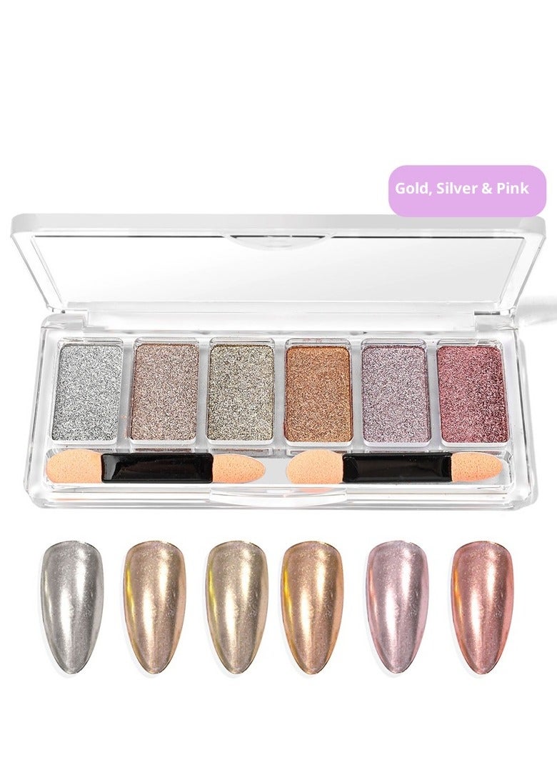 مسحوق مرآة سحرية صلبة بستة ألوان. - Image 1