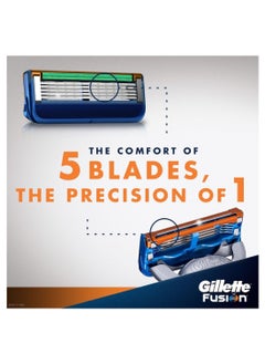 Gillette Fusion 5 Razor Handle With Blades Orange/Silver  - Image 3