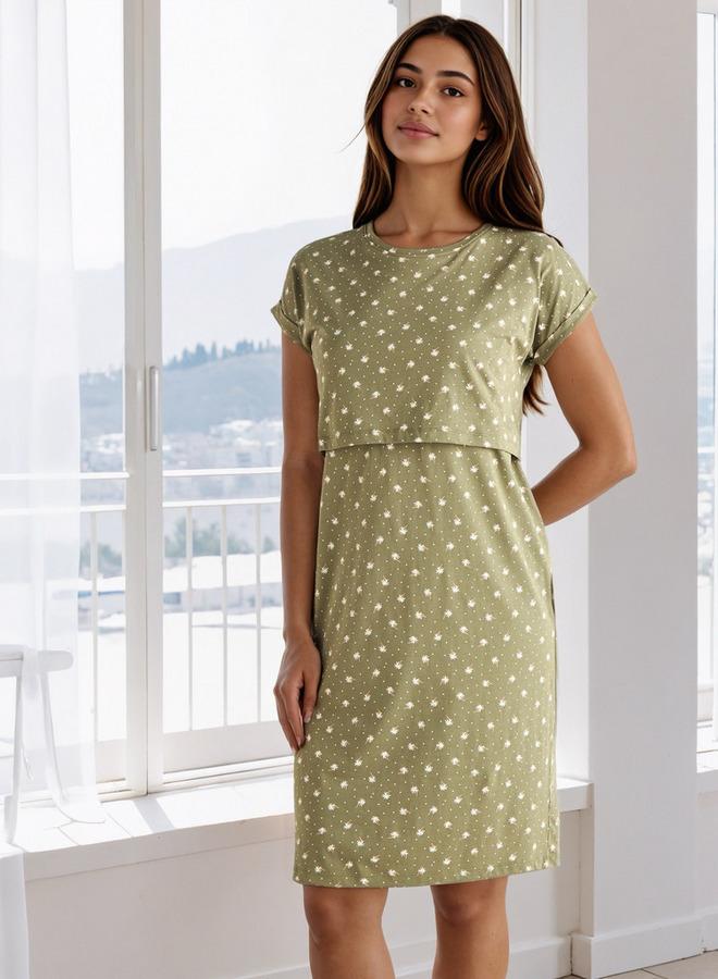 سبلاش فيڤ فستان نوم للحوامل مطبوع - Image 1