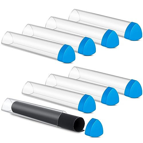 Hsei 8 Pcs Gaming Prism Playmat Tube 15 Inch Play Mat Poster Holder Tube Easy in and Out Playmat Case for Card Storage Toy Card Play Mat Wont Roll Off SurfacesBlue Clear - Image 1