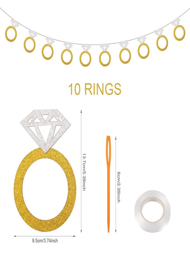 XIHIRCD Diamond Ring Banner, Engagement Banner Wedding and Engagement Party Decoration Gold Silver Banner for Bachelor Party Decorations for Bride to Be for Bridal Shower Decorations - Image 2