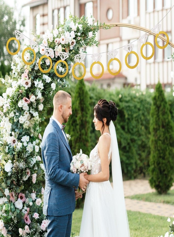 XIHIRCD Diamond Ring Banner, Engagement Banner Wedding and Engagement Party Decoration Gold Silver Banner for Bachelor Party Decorations for Bride to Be for Bridal Shower Decorations - Image 4