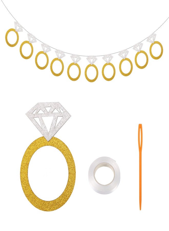 XIHIRCD Diamond Ring Banner, Engagement Banner Wedding and Engagement Party Decoration Gold Silver Banner for Bachelor Party Decorations for Bride to Be for Bridal Shower Decorations - Image 1