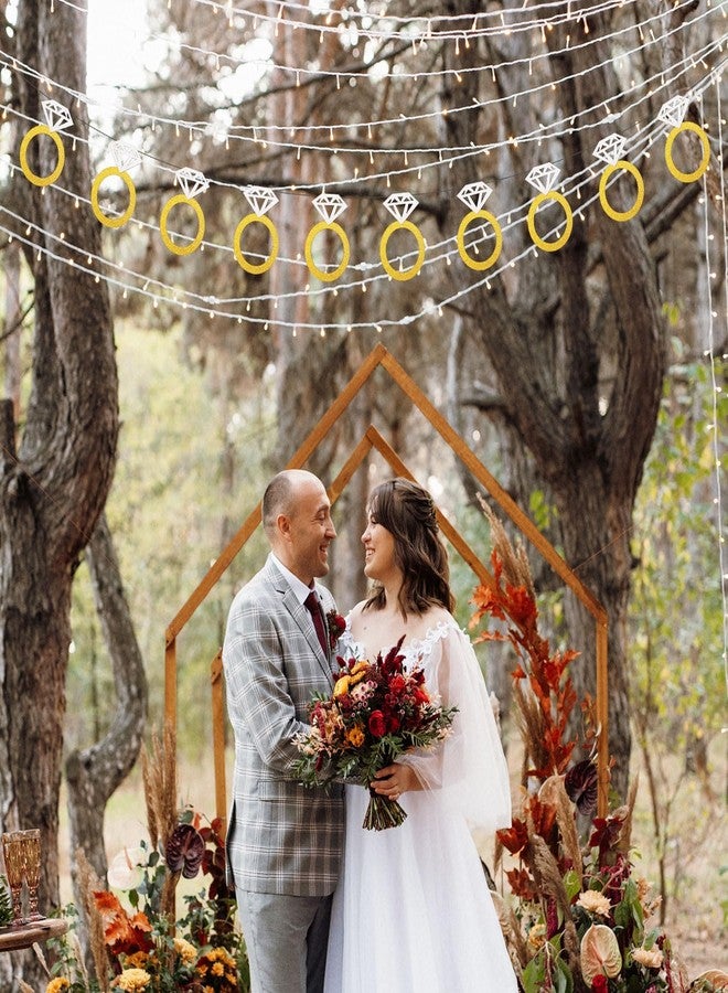 XIHIRCD Diamond Ring Banner, Engagement Banner Wedding and Engagement Party Decoration Gold Silver Banner for Bachelor Party Decorations for Bride to Be for Bridal Shower Decorations - Image 3