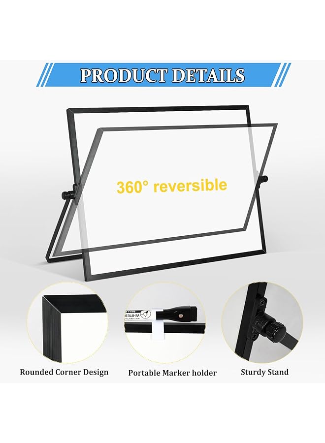 erorex Desktop Magnetic Whiteboard 16 Inch X 12 Inch Dry Erase Hanging Double Sided White Board With Stand Portable Small Calendar Whiteboard Set For Writing Drawing Office Home School - Image 2