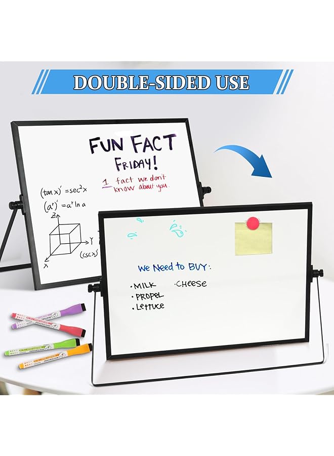 erorex Desktop Magnetic Whiteboard 16 Inch X 12 Inch Dry Erase Hanging Double Sided White Board With Stand Portable Small Calendar Whiteboard Set For Writing Drawing Office Home School - Image 4