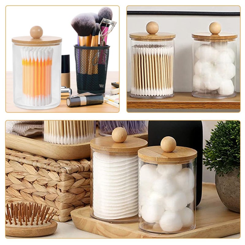 3pcs Plastic Storage Jars with Lids for Cotton Swabs and Pads Bathroom Vanity Organizer - Image 5