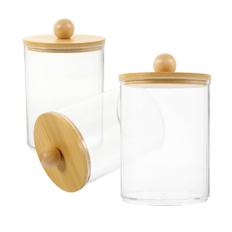3pcs Plastic Storage Jars with Lids for Cotton Swabs and Pads Bathroom Vanity Organizer - Image 2