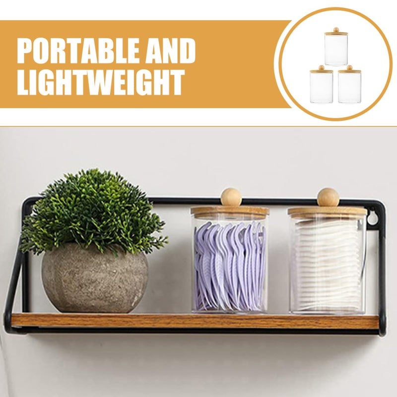 3pcs Plastic Storage Jars with Lids for Cotton Swabs and Pads Bathroom Vanity Organizer - Image 4