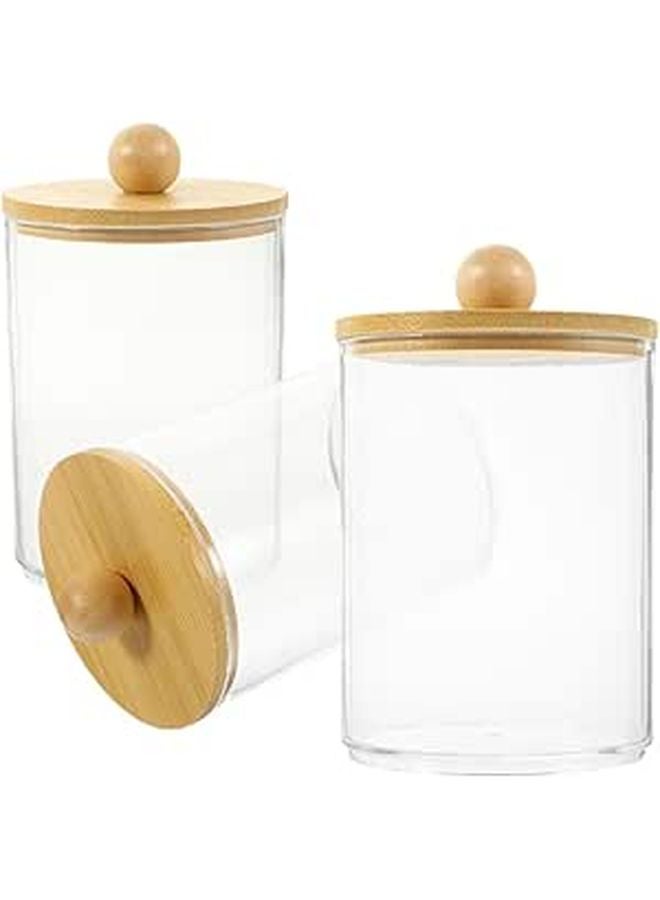 3pcs Plastic Storage Jars with Lids for Cotton Swabs and Pads Bathroom Vanity Organizer - Image 1