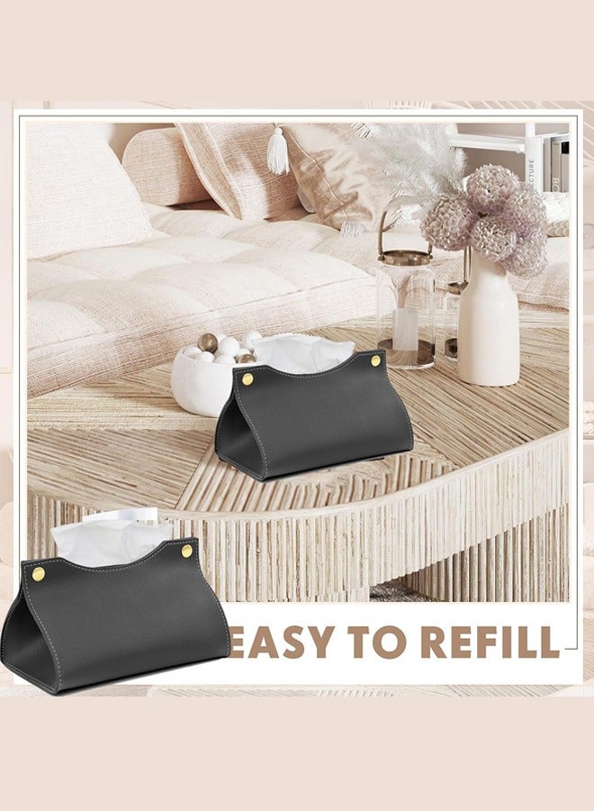 Tissue Box Holder,Modern PU Leather Rectangular Tissue Box Cover Holder Organizer for Bathroom Home Living Room, Bedroom,Kitchen,Vanity Countertop,Office Desk Tissue Box Cover for Car-Black - Image 5
