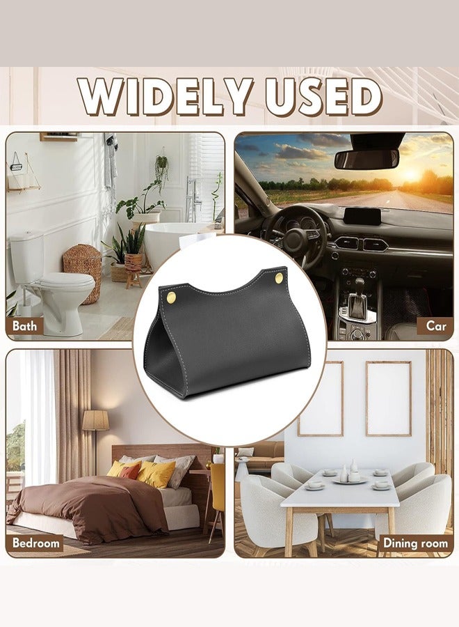 Tissue Box Holder,Modern PU Leather Rectangular Tissue Box Cover Holder Organizer for Bathroom Home Living Room, Bedroom,Kitchen,Vanity Countertop,Office Desk Tissue Box Cover for Car-Black - Image 4