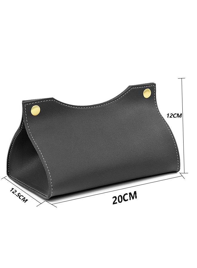Tissue Box Holder,Modern PU Leather Rectangular Tissue Box Cover Holder Organizer for Bathroom Home Living Room, Bedroom,Kitchen,Vanity Countertop,Office Desk Tissue Box Cover for Car-Black - Image 2